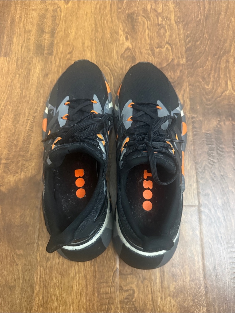 adidas Black Sneakers with Orange & Gray Graphic Midsole - Picture 5 of 12